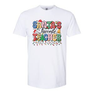 SantaS Favorite Teacher Christmas Lights Holiday Party Softstyle CVC T-Shirt