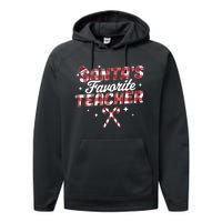 SantaS Favorite Teacher Christmas Santa Hat Candy Cane Xmas Performance Fleece Hoodie