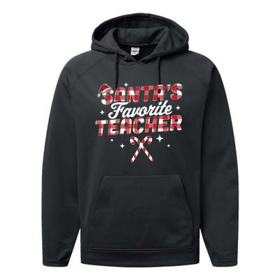 SantaS Favorite Teacher Christmas Santa Hat Candy Cane Xmas Performance Fleece Hoodie