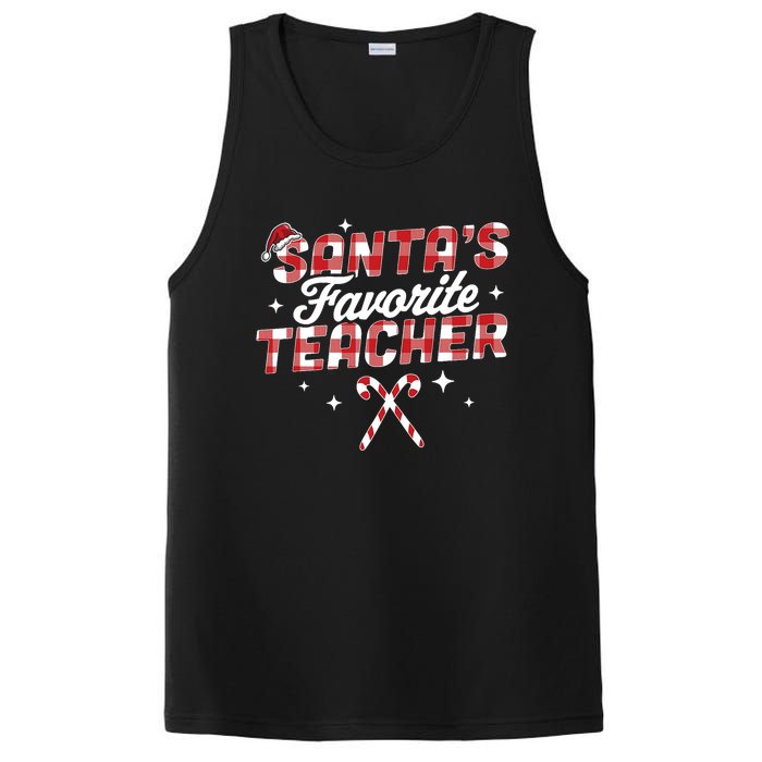 SantaS Favorite Teacher Christmas Santa Hat Candy Cane Xmas PosiCharge Competitor Tank