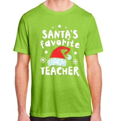 Santas Favorite Teacher Christmas Santa Hat Xmas Adult ChromaSoft Performance T-Shirt