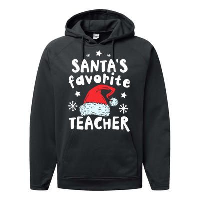 Santas Favorite Teacher Christmas Santa Hat Xmas Performance Fleece Hoodie