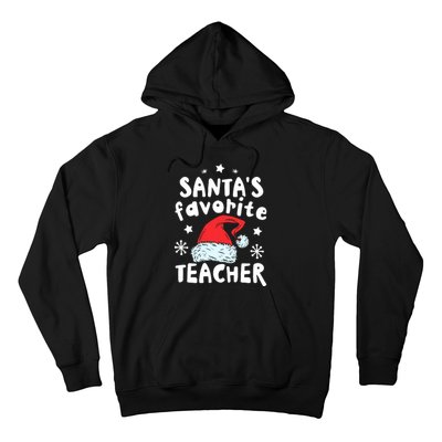 Santas Favorite Teacher Christmas Santa Hat Xmas Hoodie