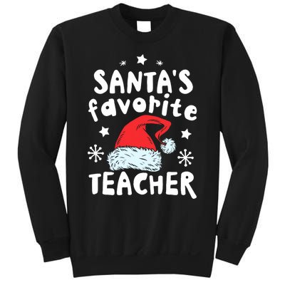 Santas Favorite Teacher Christmas Santa Hat Xmas Sweatshirt