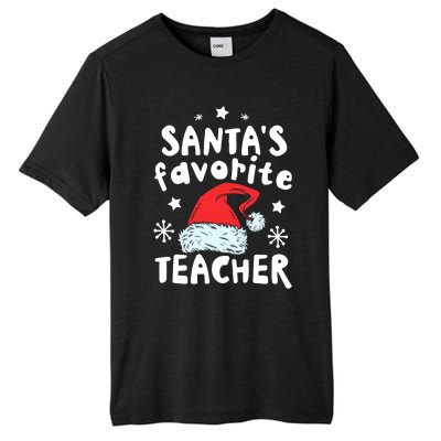 Santas Favorite Teacher Christmas Santa Hat Xmas Tall Fusion ChromaSoft Performance T-Shirt