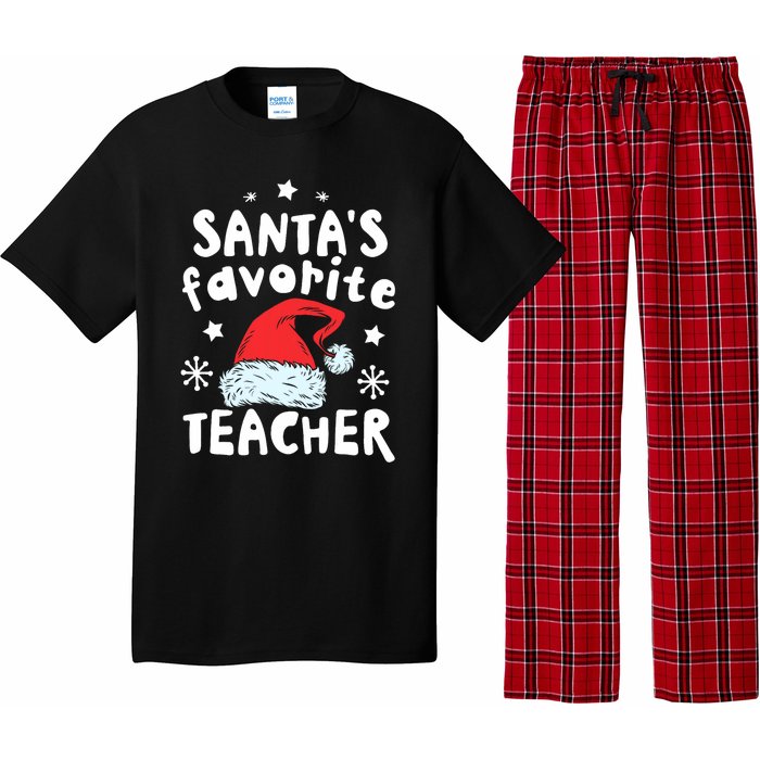 Santas Favorite Teacher Christmas Santa Hat Xmas Pajama Set