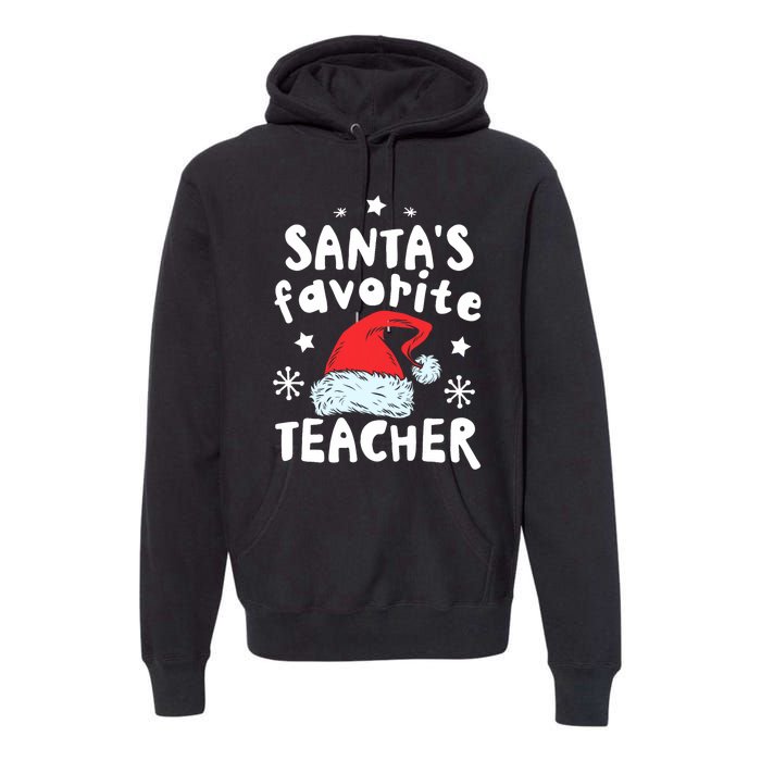 Santas Favorite Teacher Christmas Santa Hat Xmas Premium Hoodie