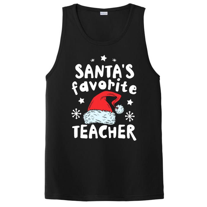 Santas Favorite Teacher Christmas Santa Hat Xmas PosiCharge Competitor Tank