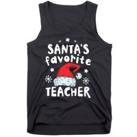 Santas Favorite Teacher Christmas Santa Hat Xmas Tank Top