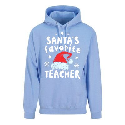 Santas Favorite Teacher Christmas Santa Hat Xmas Unisex Surf Hoodie