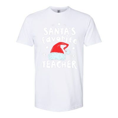 Santas Favorite Teacher Christmas Santa Hat Xmas Softstyle CVC T-Shirt