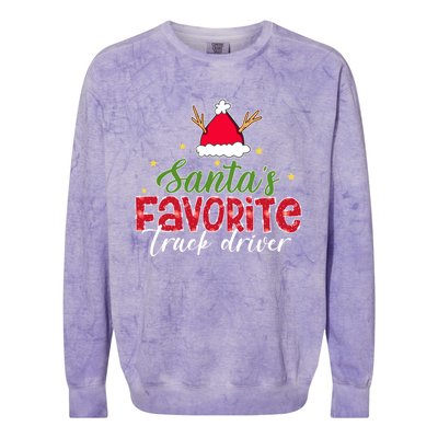 SantaS Favorite Truck Driver Christmas Funny Xmas Colorblast Crewneck Sweatshirt