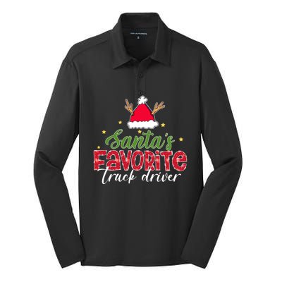 SantaS Favorite Truck Driver Christmas Funny Xmas Silk Touch Performance Long Sleeve Polo