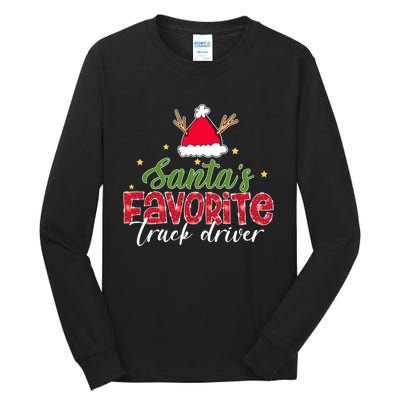 SantaS Favorite Truck Driver Christmas Funny Xmas Tall Long Sleeve T-Shirt