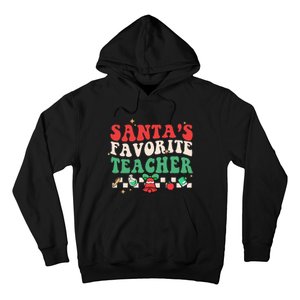 Santas Favorite Teacher Groovy Retro Christmas Hoodie