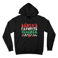 Santas Favorite Teacher Groovy Retro Christmas Hoodie