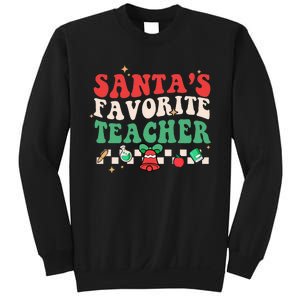 Santas Favorite Teacher Groovy Retro Christmas Sweatshirt