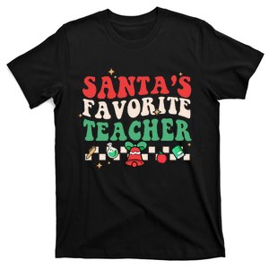 Santas Favorite Teacher Groovy Retro Christmas T-Shirt