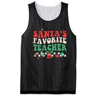 Santas Favorite Teacher Groovy Retro Christmas Mesh Reversible Basketball Jersey Tank