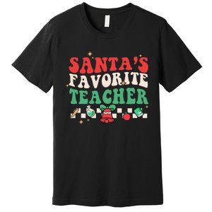 Santas Favorite Teacher Groovy Retro Christmas Premium T-Shirt