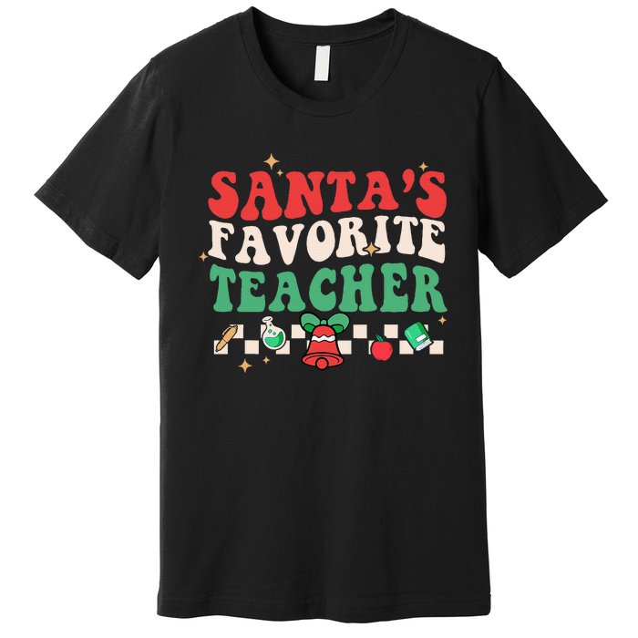 Santas Favorite Teacher Groovy Retro Christmas Premium T-Shirt