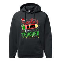 SantaS Favorite Teacher Funny Christmas Pen Santa Hat Light Performance Fleece Hoodie