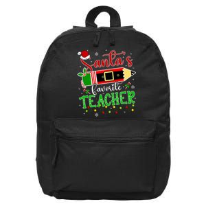 SantaS Favorite Teacher Funny Christmas Pen Santa Hat Light 16 in Basic Backpack