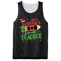 SantaS Favorite Teacher Funny Christmas Pen Santa Hat Light Mesh Reversible Basketball Jersey Tank