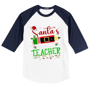 SantaS Favorite Teacher Funny Christmas Pen Santa Hat Light Baseball Sleeve Shirt