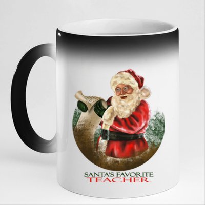 SantaS Favorite Teacher Cool Gift 11oz Black Color Changing Mug