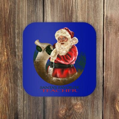 SantaS Favorite Teacher Cool Gift Coaster