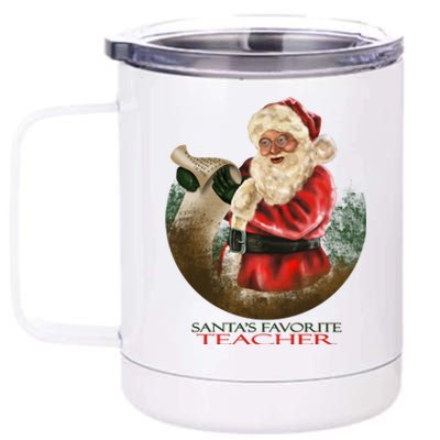 SantaS Favorite Teacher Cool Gift 12 oz Stainless Steel Tumbler Cup