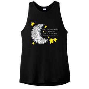 Shoot For The Moon Inspirational Artwork Ladies PosiCharge Tri-Blend Wicking Tank