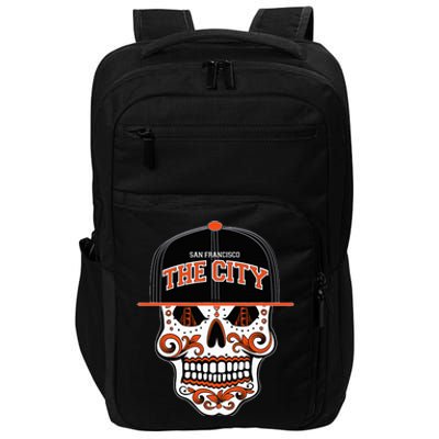 San Francisco The City Sugar Skull Bay Bridge Golden Gate Impact Tech Backpack