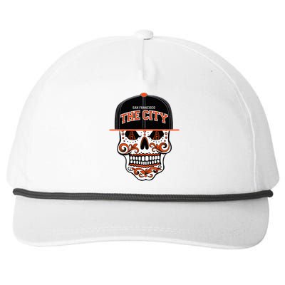 San Francisco The City Sugar Skull Bay Bridge Golden Gate Snapback Five-Panel Rope Hat