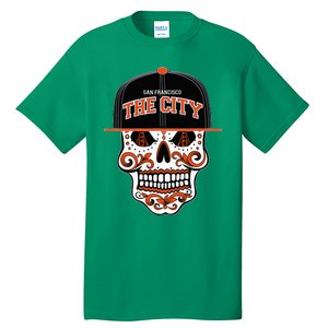 San Francisco The City Sugar Skull Bay Bridge Golden Gate Tall T-Shirt