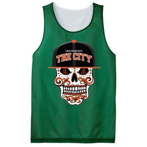 San Francisco The City Sugar Skull Bay Bridge Golden Gate Mesh Reversible Basketball Jersey Tank