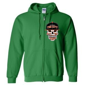 San Francisco The City Sugar Skull Bay Bridge Golden Gate Full Zip Hoodie