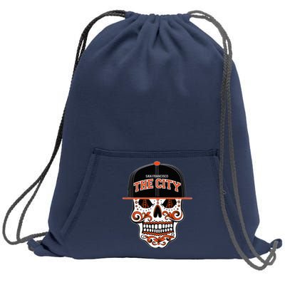 San Francisco The City Sugar Skull Bay Bridge Golden Gate Sweatshirt Cinch Pack Bag