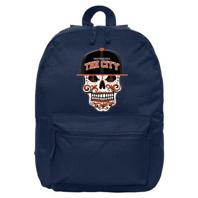 San Francisco The City Sugar Skull Bay Bridge Golden Gate 16 in Basic Backpack