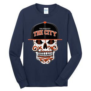 San Francisco The City Sugar Skull Bay Bridge Golden Gate Tall Long Sleeve T-Shirt