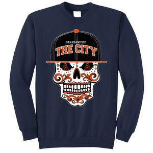 San Francisco The City Sugar Skull Bay Bridge Golden Gate Tall Sweatshirt