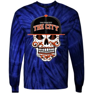 San Francisco The City Sugar Skull Bay Bridge Golden Gate Tie-Dye Long Sleeve Shirt