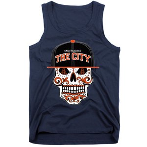 San Francisco The City Sugar Skull Bay Bridge Golden Gate Tank Top