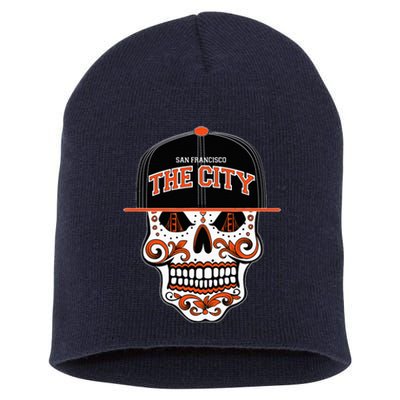 San Francisco The City Sugar Skull Bay Bridge Golden Gate Short Acrylic Beanie