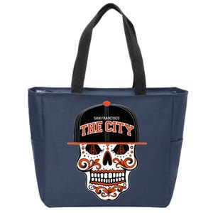 San Francisco The City Sugar Skull Bay Bridge Golden Gate Zip Tote Bag