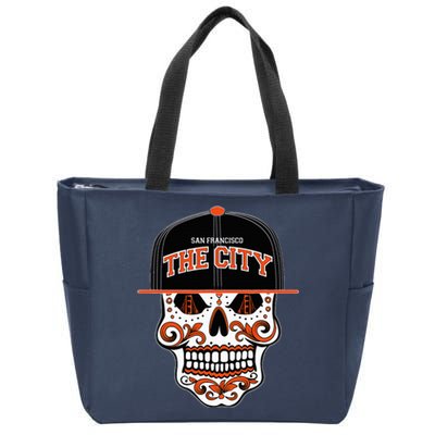 San Francisco The City Sugar Skull Bay Bridge Golden Gate Zip Tote Bag