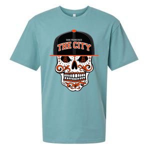 San Francisco The City Sugar Skull Bay Bridge Golden Gate Sueded Cloud Jersey T-Shirt