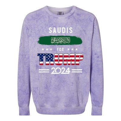 Saudis For Trump 2024 Saudi Arabia Flag Patriotic Supporter Colorblast Crewneck Sweatshirt