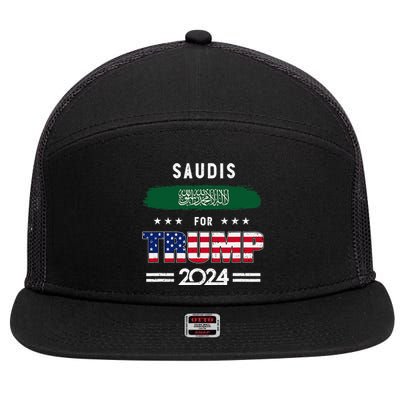 Saudis For Trump 2024 Saudi Arabia Flag Patriotic Supporter 7 Panel Mesh Trucker Snapback Hat